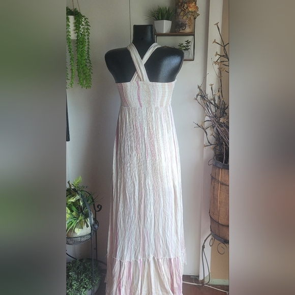 Fate Cream and Pink Striped Maxi Dress XS - Picture 6 of 7